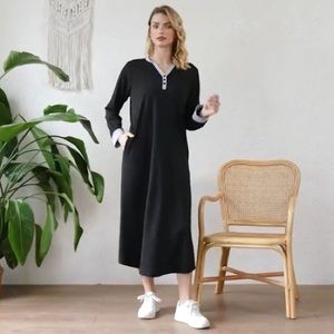 New - Ekouaer Size Large Nightgown LongSleeves with Pocket